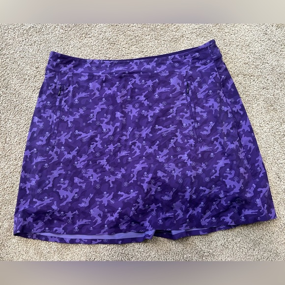 G Fore Womens Sz L Icon Camo Silky Tech Nylon A-Line Skort Midsummer Purple - Picture 2 of 6